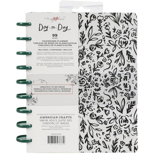 American Crafts&#x2122; Maggie Holmes Day-To-Day Black &#x26; White Floral Undated Dashboard Planner